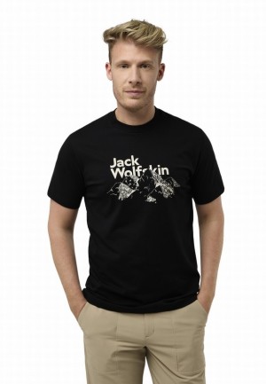 Black Men Jack Wolfskin Bergblick T Shirts | 77949580