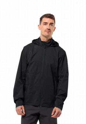 Black Men Jack Wolfskin Bike Commute 2.5l Rain Jackets | 95440695