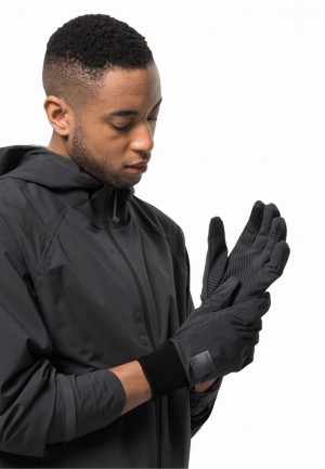 Black Men Jack Wolfskin Bike Commute Gloves | 13775414