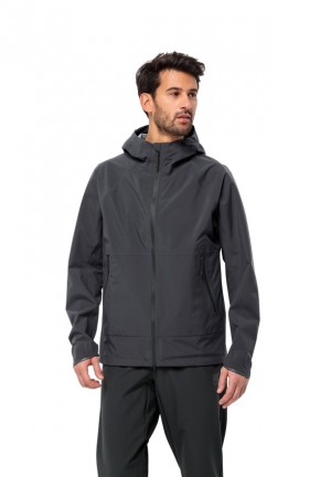 Black Men Jack Wolfskin Bike Commute Mono Rain Jackets | 41258009