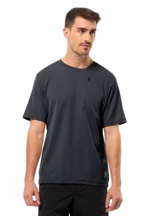 Black Men Jack Wolfskin Bike Commute T Shirts | 65149611