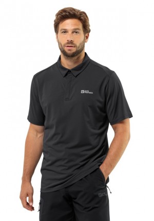 Black Men Jack Wolfskin Delgami Polo Shirts | 57406232