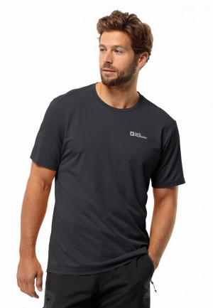 Black Men Jack Wolfskin Delgami S/s T Shirts | 55425653