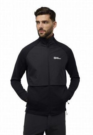 Black Men Jack Wolfskin Dormer Fleece Jackets | 10576518