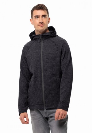 Black Men Jack Wolfskin Fernweh Hooded Fleece Jackets | 60469717