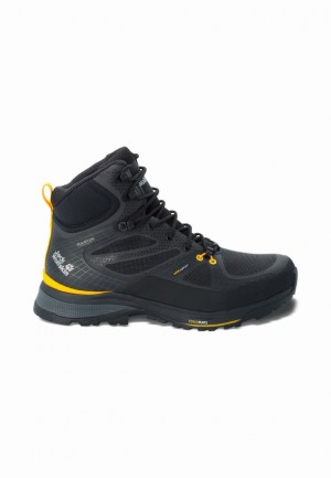 Black Men Jack Wolfskin Force Trekker Texapore Mid Hiking Shoes | 41778421