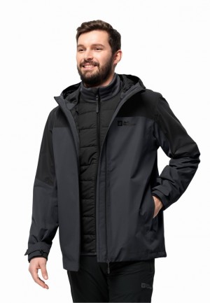 Black Men Jack Wolfskin Glaabach 3in1 Jackets | 80459115