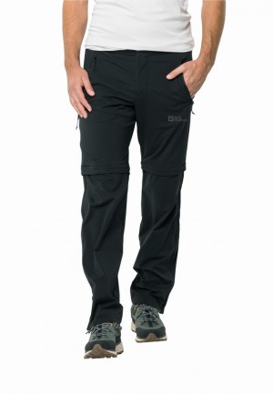 Black Men Jack Wolfskin Glastal Zip Away Hiking Pants | 62749296