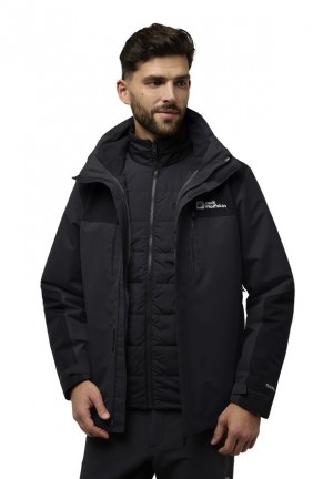 Black Men Jack Wolfskin Jasper 3in1 Jackets | 72029582