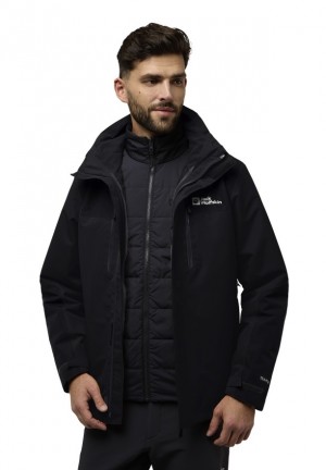 Black Men Jack Wolfskin Jasper 3in1 Jackets | 22335011