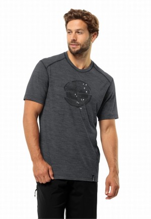 Black Men Jack Wolfskin Kammweg Graphic S/s T Shirts | 64075772