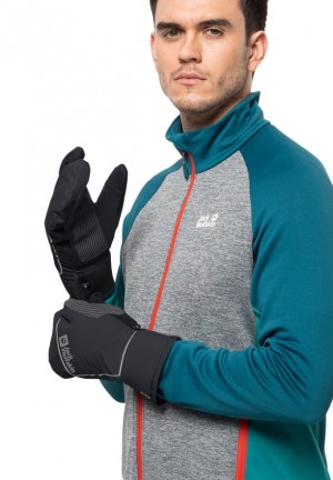 Black Men Jack Wolfskin Morobbia Lobster Gloves | 50093107
