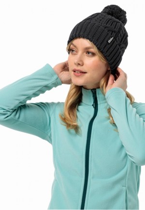 Black Men Jack Wolfskin Pompom Beanie | 53439579