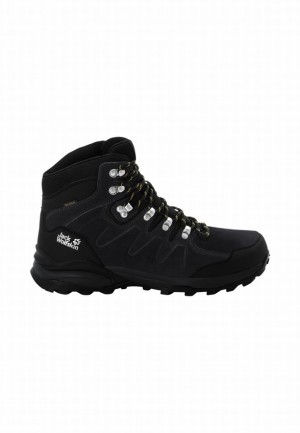 Black Men Jack Wolfskin Refugio Texapore Mid Hiking Shoes | 30590585