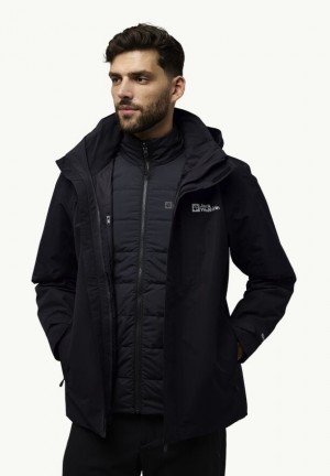 Black Men Jack Wolfskin Romberg 3in1 Jackets | 45834625