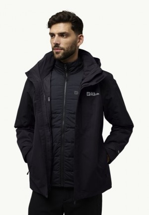 Black Men Jack Wolfskin Romberg 3in1 Jackets | 32906351
