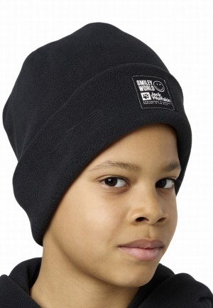 Black Men Jack Wolfskin Smileyworld Teen Beanie | 14929586