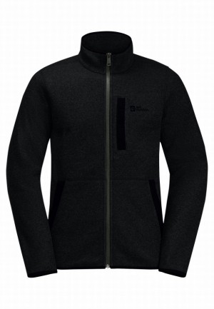 Black Men Jack Wolfskin Tannenspur Hooded Fleece Jackets | 36979673