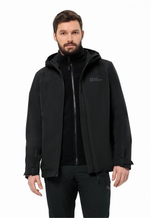 Black Men Jack Wolfskin Taubenberg 3in1 Jackets | 65170890