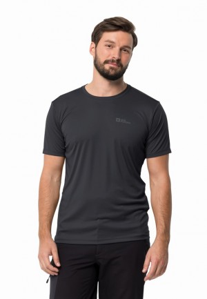 Black Men Jack Wolfskin Tech T Shirts | 13435275