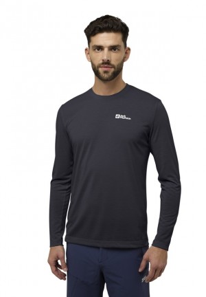 Black Men Jack Wolfskin Vonnan Ls T Shirts | 74950590