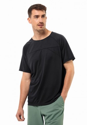 Black Men Jack Wolfskin Wanderword T Shirts | 57876263