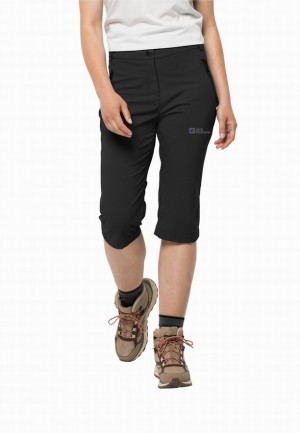 Black Women Jack Wolfskin Activate Light 3/4 Pants | 45707483