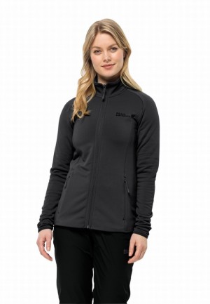 Black Women Jack Wolfskin Baiselberg Fz Fleece Jackets | 58679979