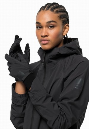Black Women Jack Wolfskin Bike Commute Gloves | 46532933