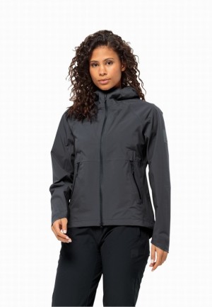 Black Women Jack Wolfskin Bike Commute Mono Rain Jackets | 61142917