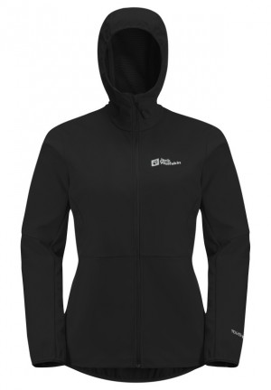Black Women Jack Wolfskin Feldberg Hoody Softshell Jackets | 17148948