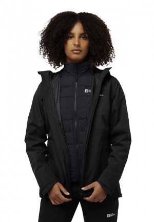 Black Women Jack Wolfskin Glaabach 3in1 Jackets | 87505031