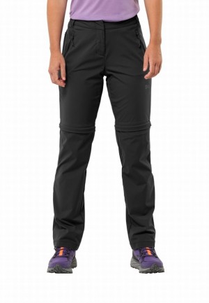 Black Women Jack Wolfskin Glastal Zip Off Hiking Pants | 22561809
