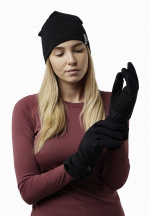 Black Women Jack Wolfskin Highloft Gloves | 90212028