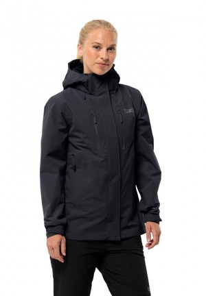 Black Women Jack Wolfskin Jasper 2l Rain Jackets | 37420318