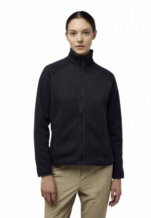 Black Women Jack Wolfskin Kaminfeuer Fleece Jackets | 74530642
