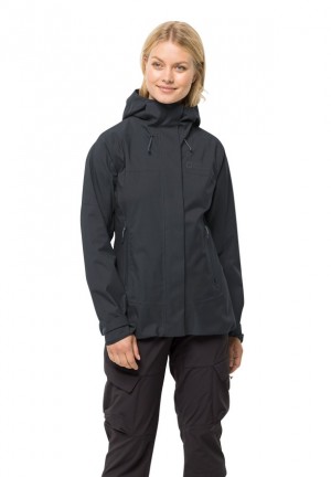 Black Women Jack Wolfskin Kammweg 2l Rain Jackets | 13322006