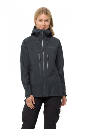 Black Women Jack Wolfskin Kammweg 3l Rain Jackets | 62961272