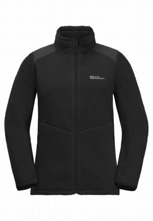 Black Women Jack Wolfskin Kammweg Pile Fz Fleece Jackets | 51104376