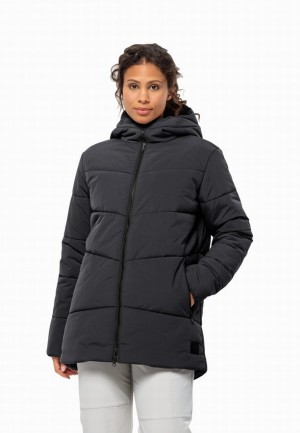 Black Women Jack Wolfskin Karolinger Long Coats | 40118516
