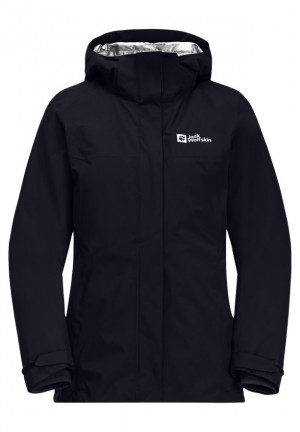 Black Women Jack Wolfskin Luntal 3in1 Jackets | 97187934