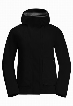 Black Women Jack Wolfskin Wandermood 3l Rain Jackets | 66605831