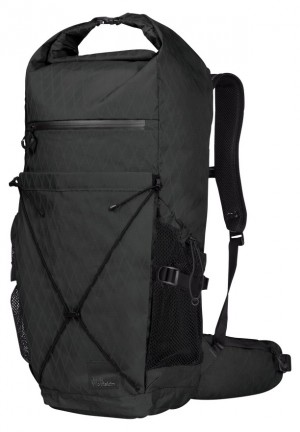 Black Women Jack Wolfskin Wandermood Rolltop 30 Hiking Backpack | 33527225