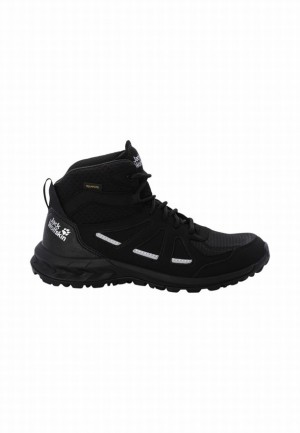 Black Women Jack Wolfskin Woodland 2 Texapore Mid Hiking Shoes | 50065761