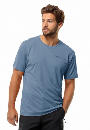 Blue Men Jack Wolfskin Delgami S/s T Shirts | 27221535