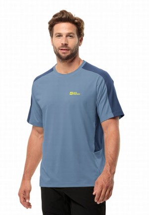 Blue Men Jack Wolfskin Narrows T Shirts | 14775628