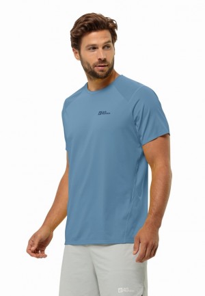 Blue Men Jack Wolfskin Prelight Chill T Shirts | 30919252