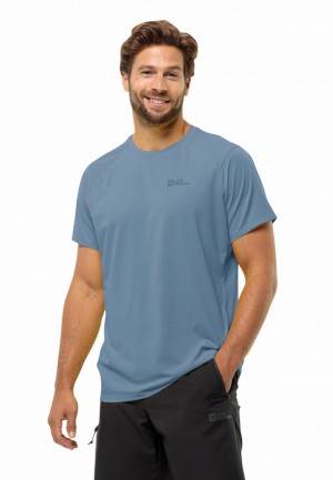 Blue Men Jack Wolfskin Prelightrail T Shirts | 38190795