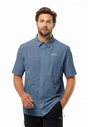 Blue Men Jack Wolfskin Vandra S/s Shirts | 56047015