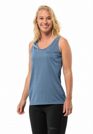 Blue Women Jack Wolfskin Crosstrail Tank Top | 51092872
